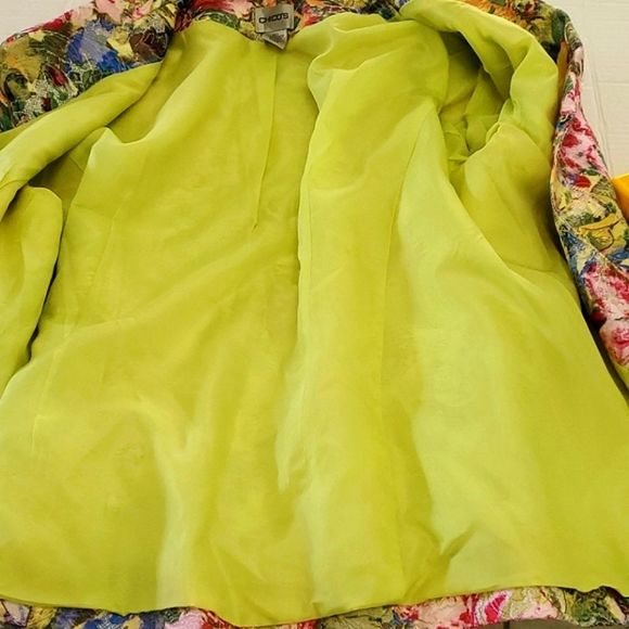 Chico's Floral Textured Satiny  Chic Long Sleeve Career Office Blazer - Picture 7 of 9
